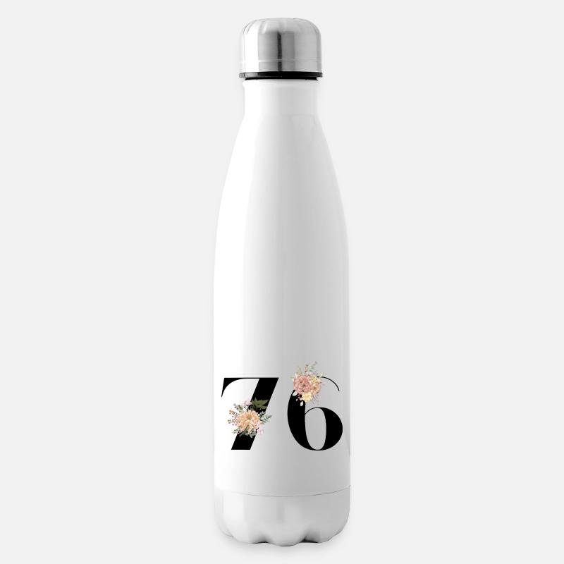 76e anniversaire fleuris (Cadeau de 76 ans) - Bouteille isotherme - blanc
