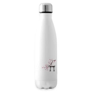 sakura yori tshirt japon fleurs de cerisier - Bouteille isotherme - blanc - Droite