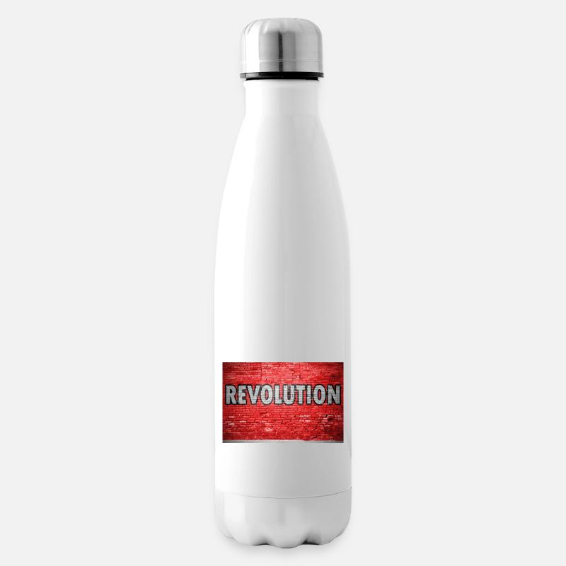 Revolution Ziegelsteinmauer Graffiti - Isolierflasche - Weiß