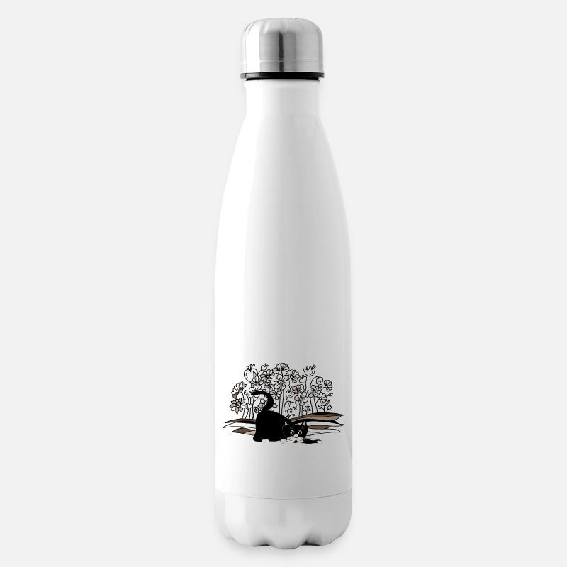 Katze - Isolierflasche - Weiß