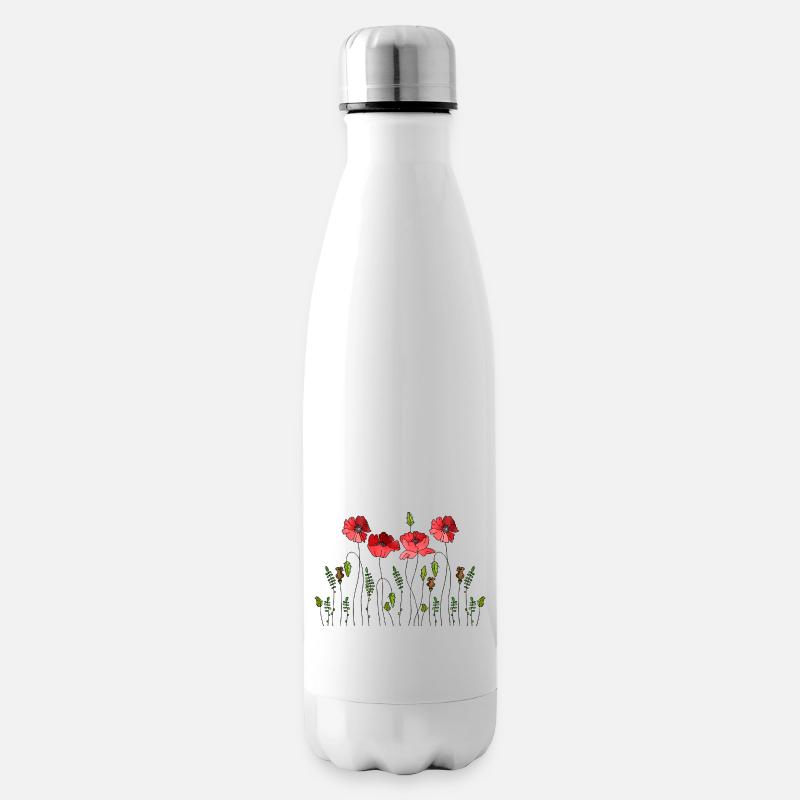 Blumen - Isolierflasche - Weiß