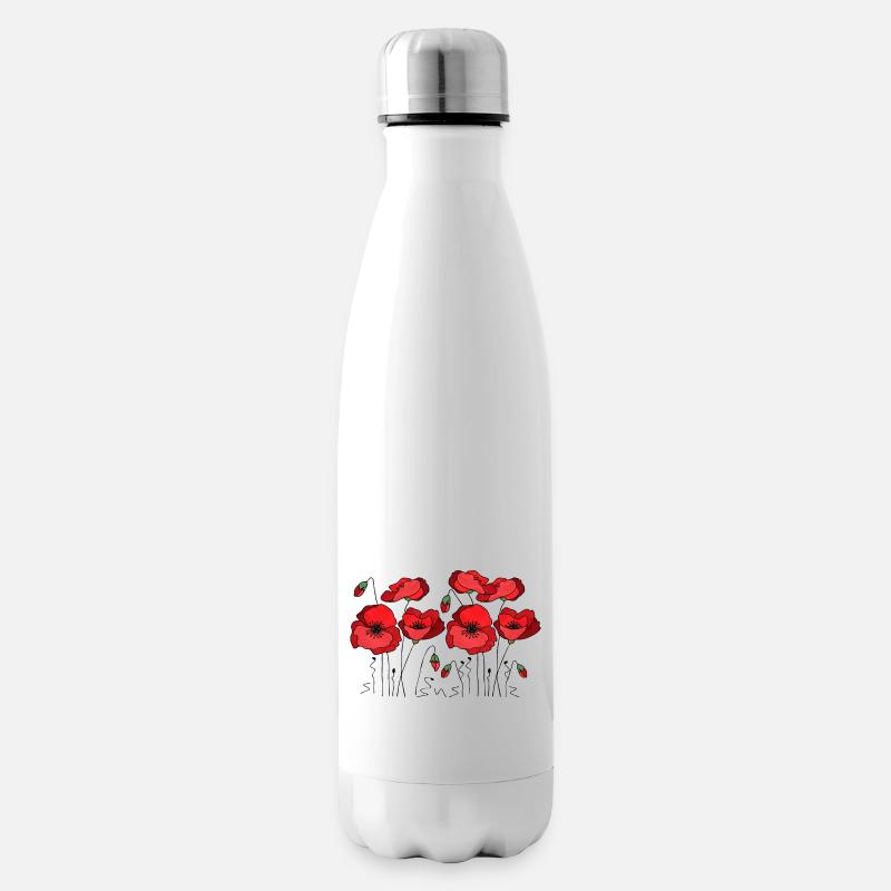 Blumen - Isolierflasche - Weiß