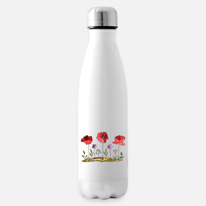 Blumen - Isolierflasche - Weiß