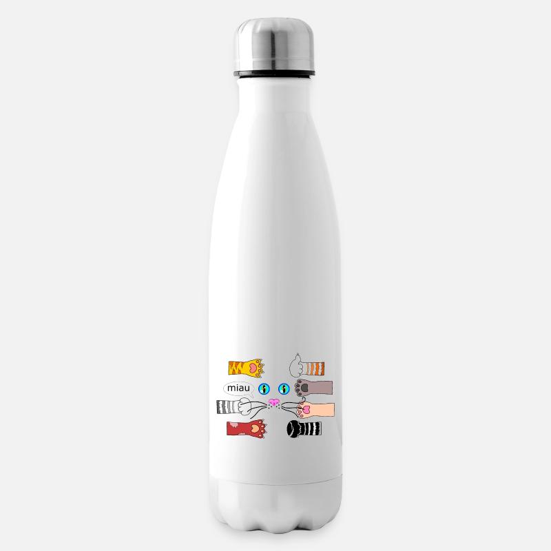 Katzendesign Katzenpfoten Katzenschnauze - Isolierflasche - Weiß