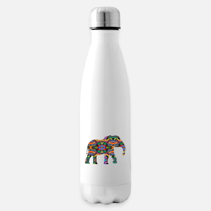 kunterbunter Elefant - Isolierflasche - Weiß