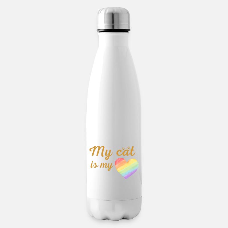 Meine Katze ist mein liebevoller Regenbogen - Isolierflasche - Weiß