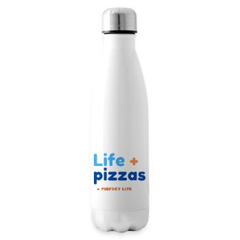 Vie + Pizzas = Vie parfaite - Bouteille isotherme - blanc - Droite