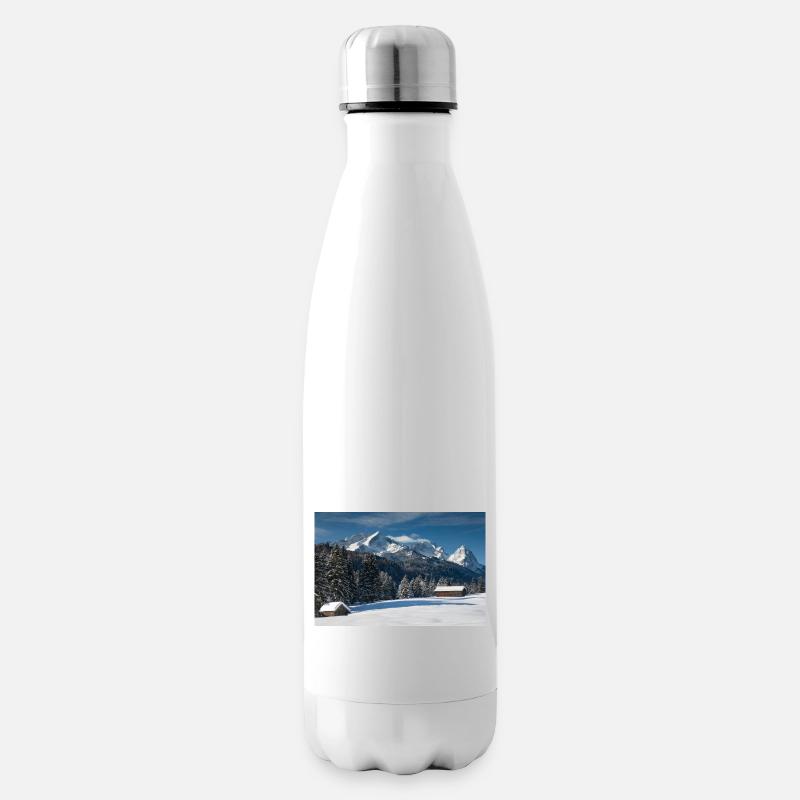 Winter atmosphere with Zugspitze - Insulated Water Bottle - white