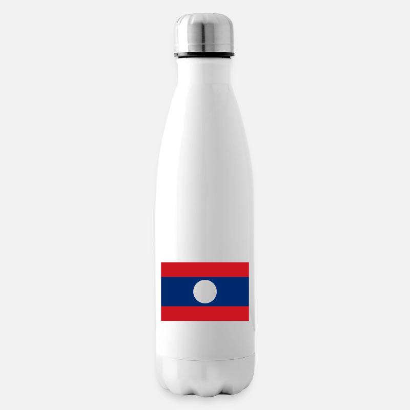 Laos flag / Drapeau Laos - Bouteille isotherme - blanc