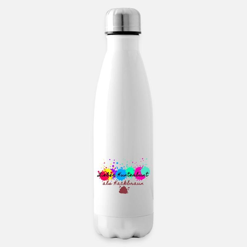 Lieber kunterbunt als kackbraun,anti afd - Isolierflasche - Weiß