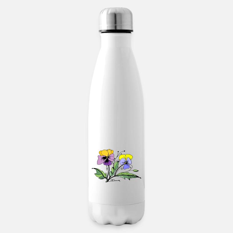 Blumen - Isolierflasche - Weiß
