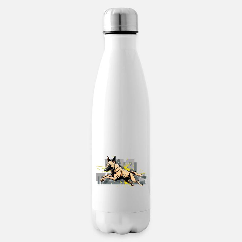 Malinois Hund Springen - Isolierflasche - Weiß