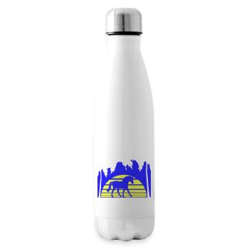 Horse Riding Lines Rider Sun Palm Trees Silhouette - Insulated Water Bottle - white - Right