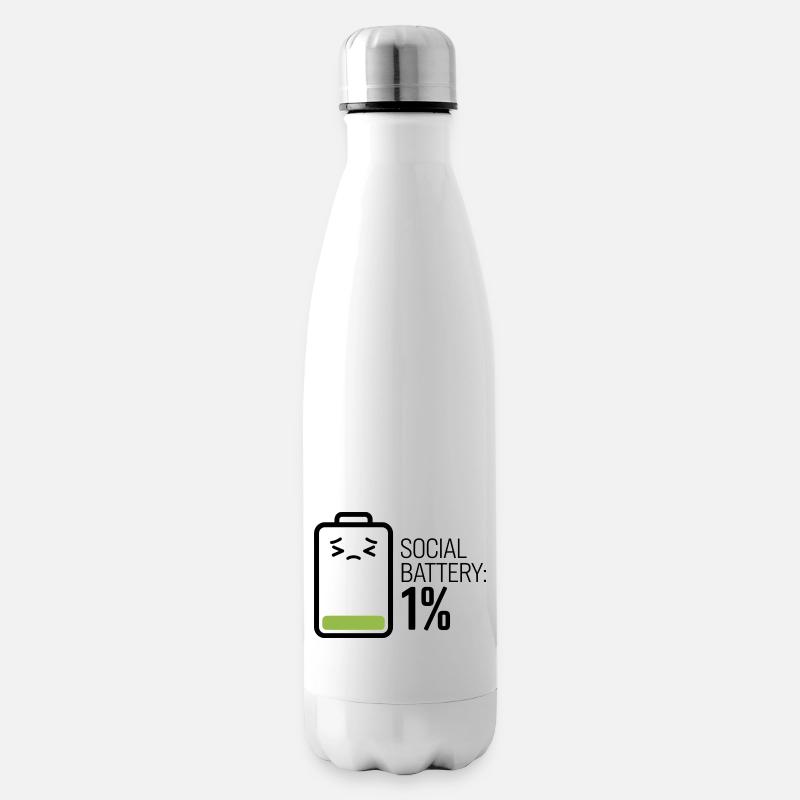 Soziale Batterie: 1% - Isolierflasche - Weiß