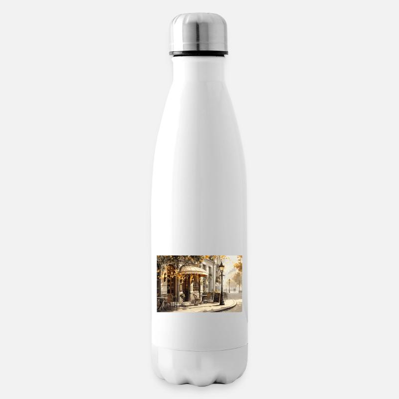 Café Parisien – Élégance automnale - Bouteille isotherme - blanc