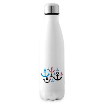 muster anker viele tattoo boot schiff schwimmen me - Isolierflasche - Weiß - Rechts
