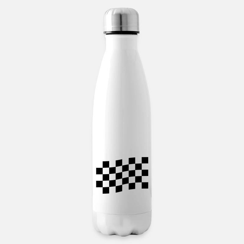 drapeau à damiers - Bouteille isotherme - blanc