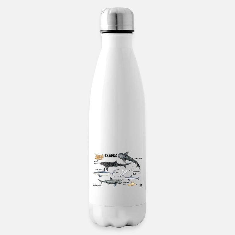 Requins du monde: baleine, maraîche, poisson-ange - Bouteille isotherme - blanc