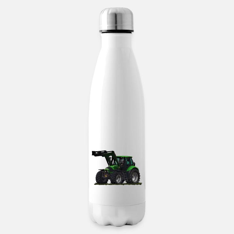 Tracteur vert clair avec chargeur frontal - Bouteille isotherme - blanc