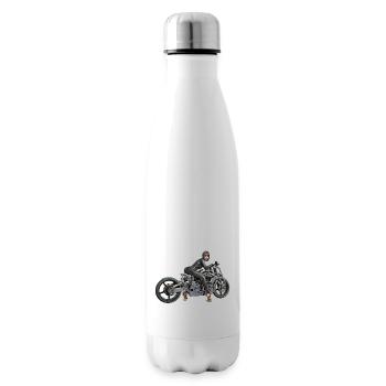 Biker girl, Sexy Frau mit Motorrad - Isolierflasche - Weiß - Rechts
