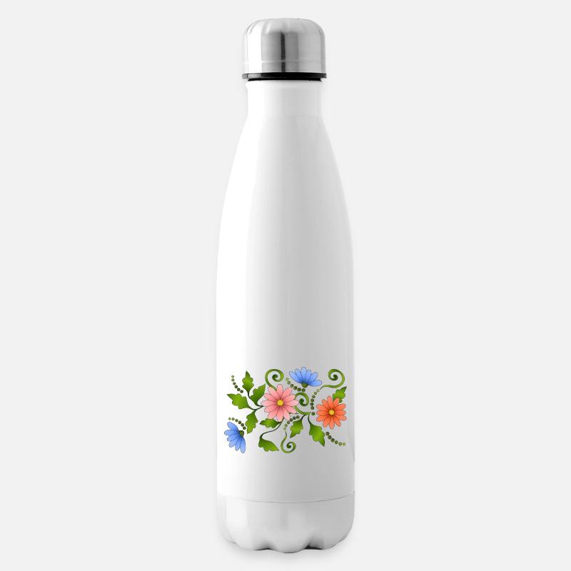 Blumen - Isolierflasche - Weiß