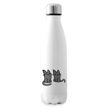 2 Katzen Freunde Team - Isolierflasche - Weiß - Rechts
