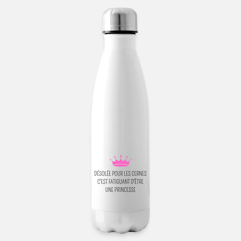 Désolée pour les cernes je suis une princesse - Bouteille isotherme - blanc