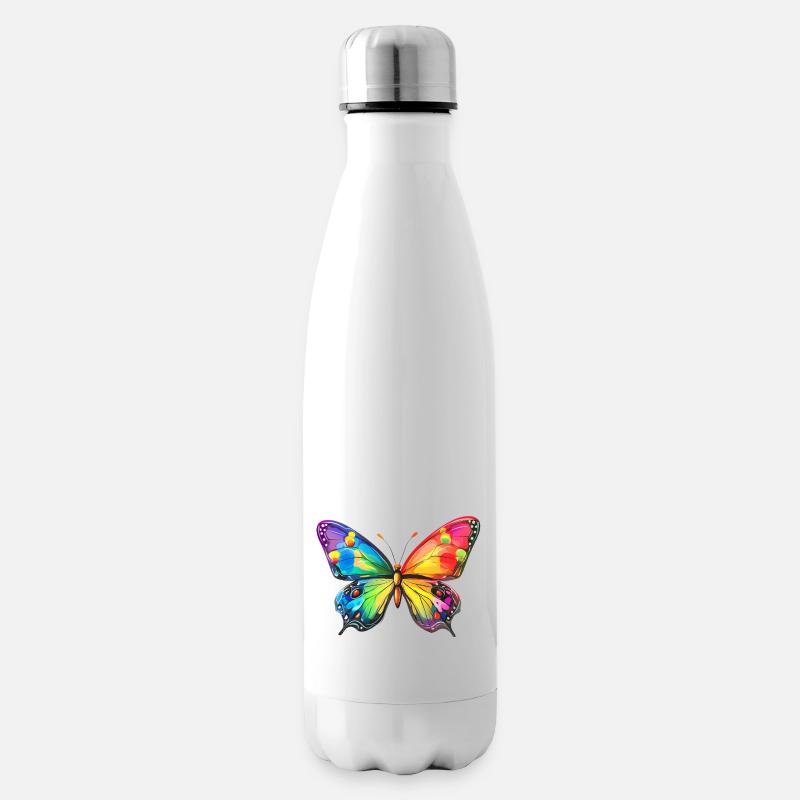 Schmetterling Regenbogen - Isolierflasche - Weiß