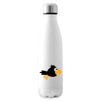 Rabe Vogel fliegt schnel cool lustig Cartoon Humor - Isolierflasche - Weiß - Rechts