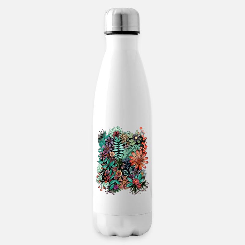 Fleurs et feuilles - Bouteille isotherme - blanc
