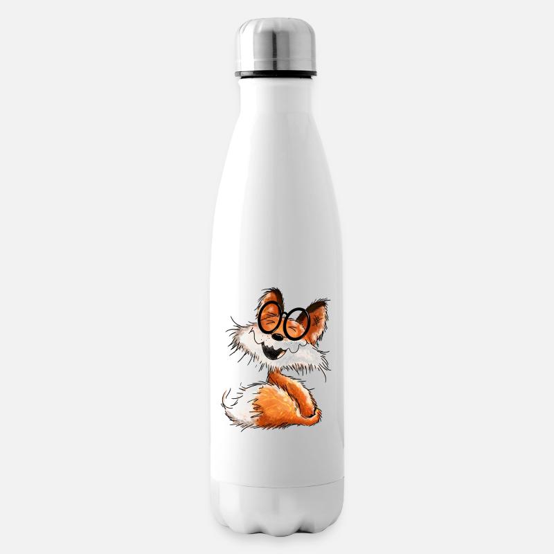 mignon petit renard avec des lunettes - Fox - Bouteille isotherme - blanc
