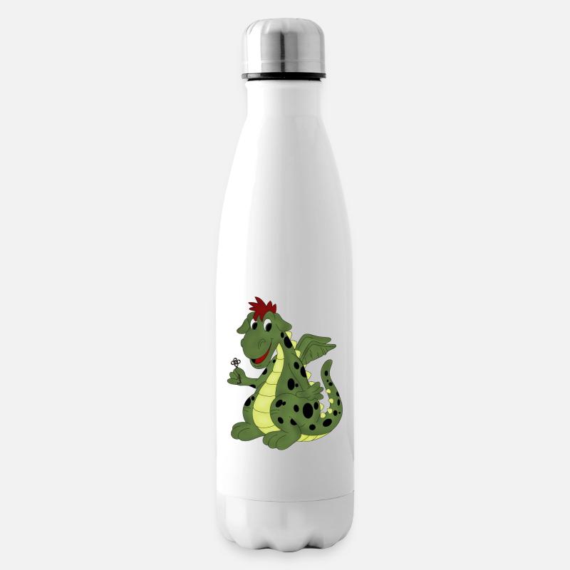 grüner glubschäugiger Drache - Isolierflasche - Weiß