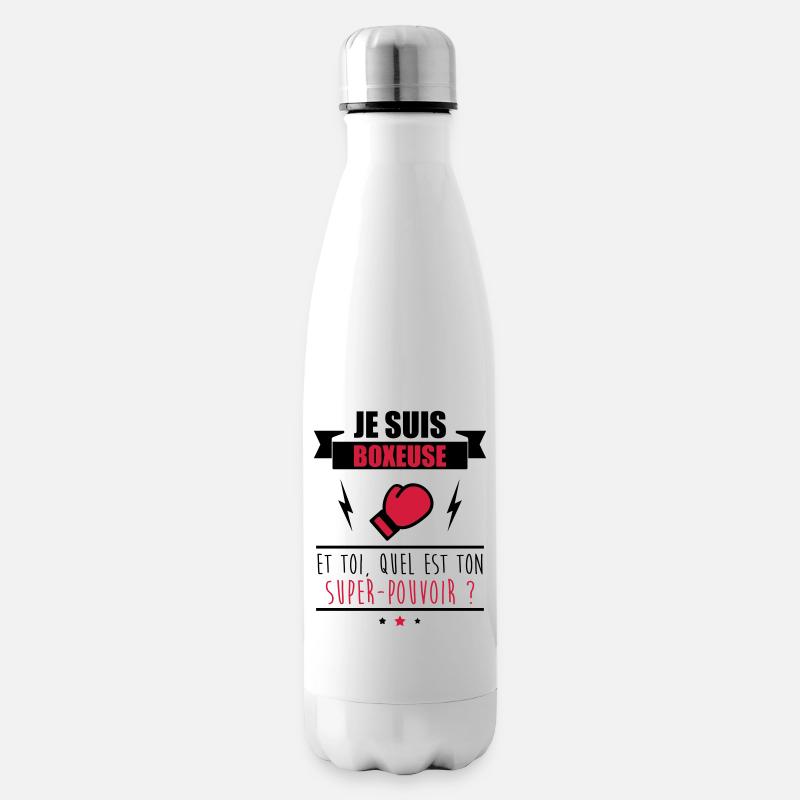 Super pouvoir boxeuse, cadeau boxe, boxeuse - Bouteille isotherme - blanc