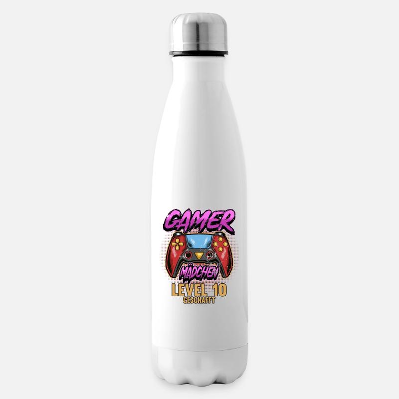 Lustig 10. Geburtstag Level 10 Spruch Geschenk - Isolierflasche - Weiß