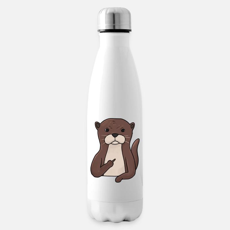 Mürrischer Otter mit Mittelfinger - Isolierflasche - Weiß