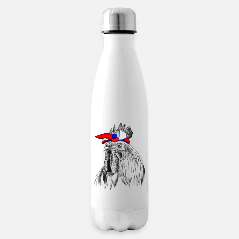 Hahn mit Frankreich Flagge Verband - Isolierflasche - Weiß
