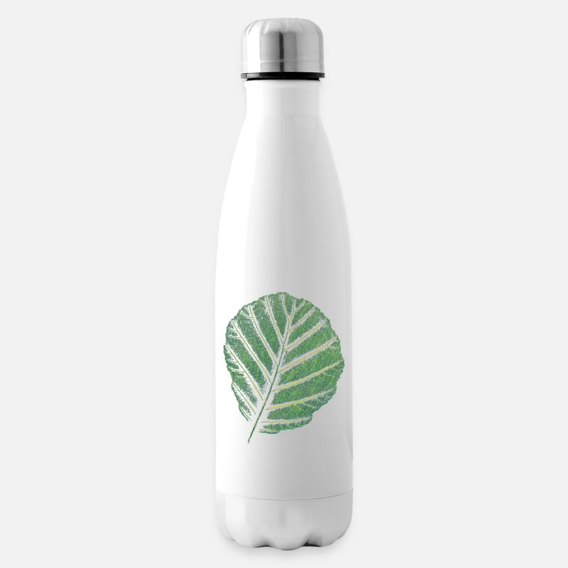 Blatt Erle / Original Kunstdruck - Isolierflasche - Weiß