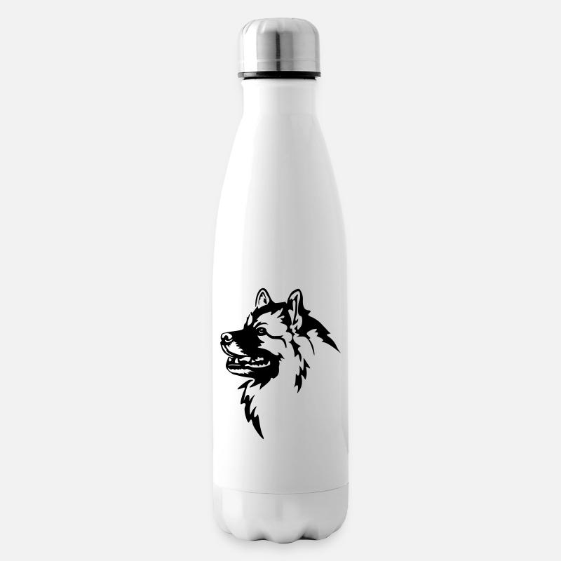 Wolfsspitz Kopf - Isolierflasche - Weiß