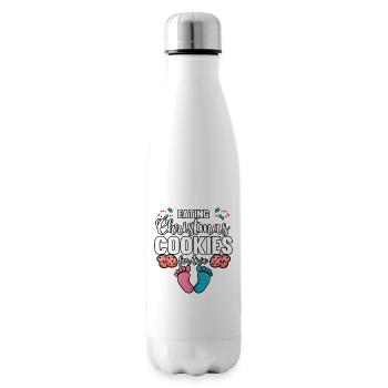 Funny Eating Christmas Cookies For Two Pregnant - Insulated Water Bottle - white - Right