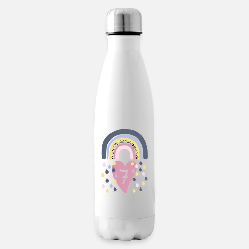 Regenbogen 7. Geburtstag Kind - Isolierflasche - Weiß