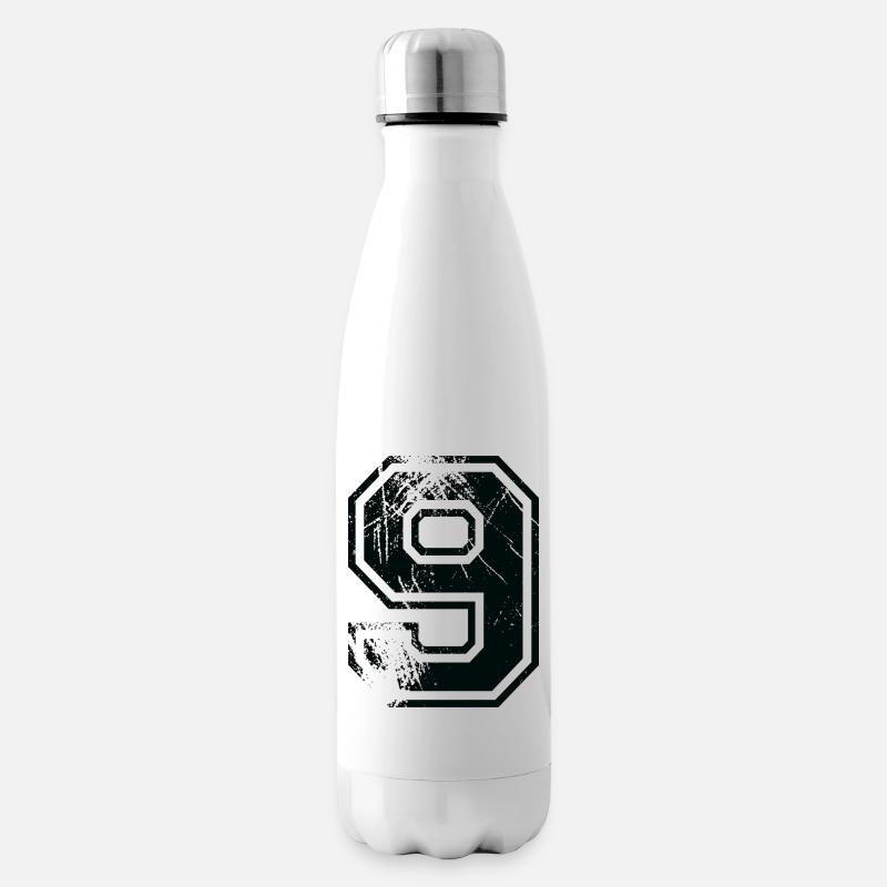 Numero 9 Équipe Foot baseball basket université - Bouteille isotherme - blanc