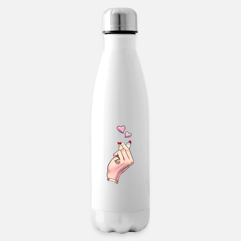 Finger Heart K Pop coréenne - Bouteille isotherme - blanc