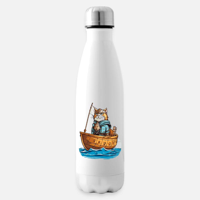 Wikinger-Katze 1 - Isolierflasche - Weiß