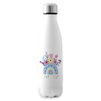 Pastel Rainbow Arc Floral - Insulated Water Bottle - white - Right