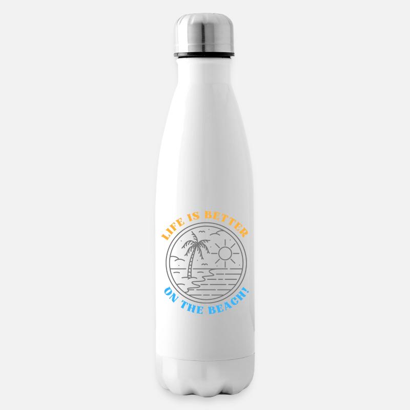 La vie est plus belle sur la plage - Bouteille isotherme - blanc