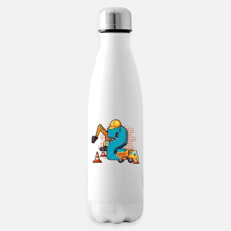 Machines de construction 2e anniversaire - Bouteille isotherme - blanc