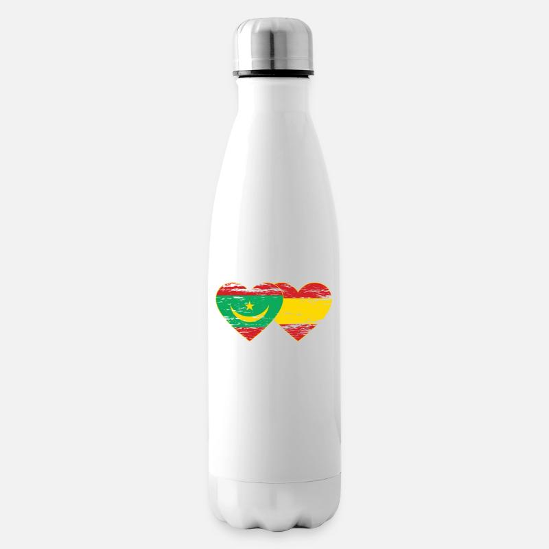Mauritanie Espagne drapeau coeur utilisé - Bouteille isotherme - blanc