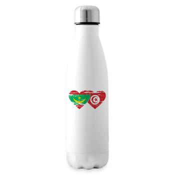Mauritania Tunisia flag heart used - Insulated Water Bottle - white - Right