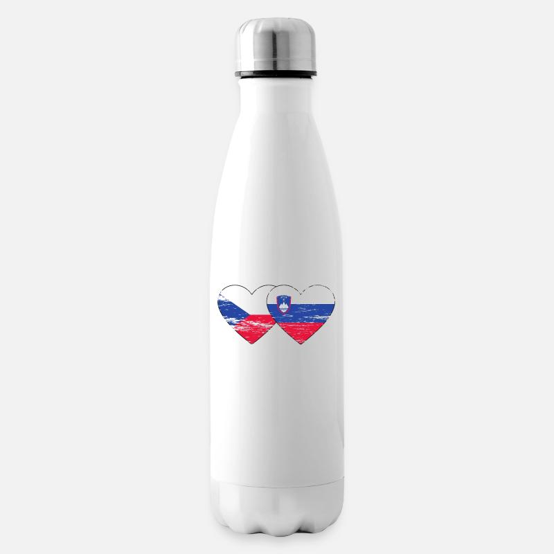 République tchèque Slovénie drapeau coeur utilisé - Bouteille isotherme - blanc