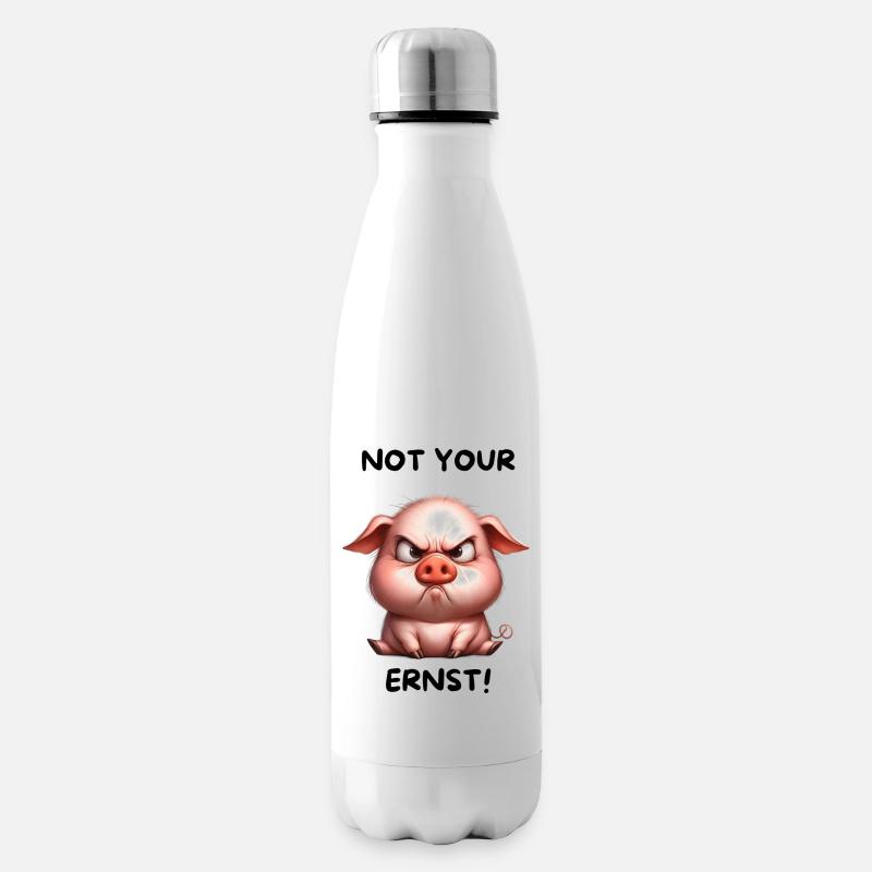 Ernsthaftes Schweinchen - Isolierflasche - Weiß